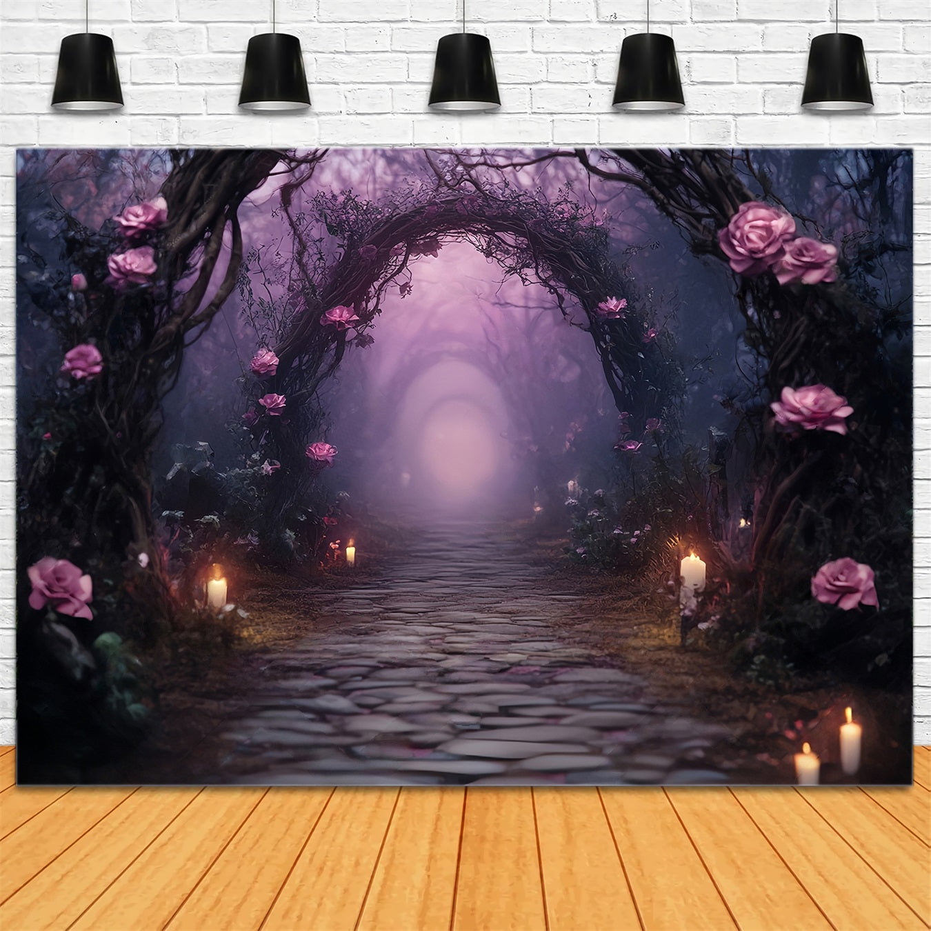 Halloween Enchanted Candlelit Rose Arch Pathway Halloween Backdrop UK TWW58-5
