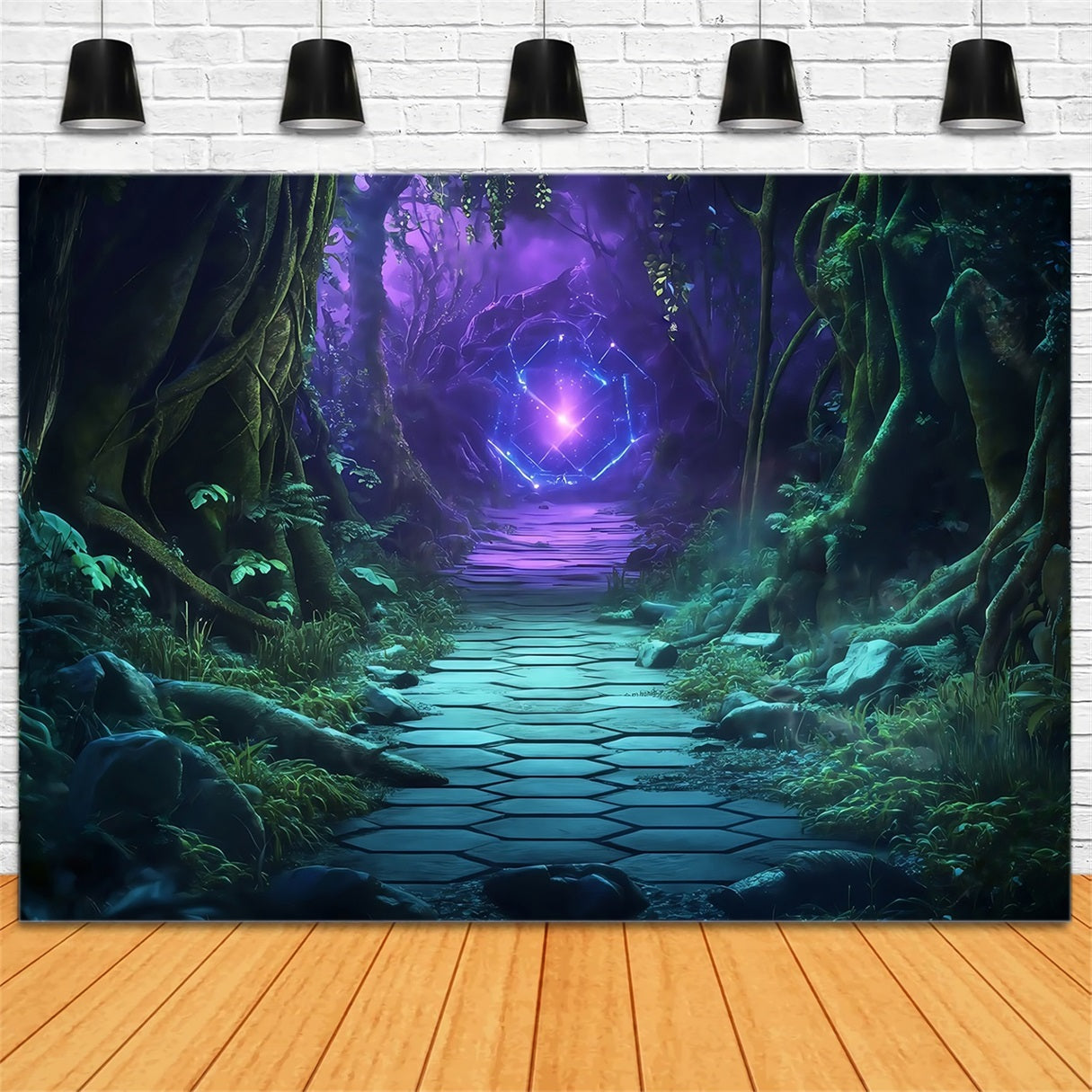 Halloween Mystical Forest Path with Glowing Portal Halloween Backdrop UK TWW58-50