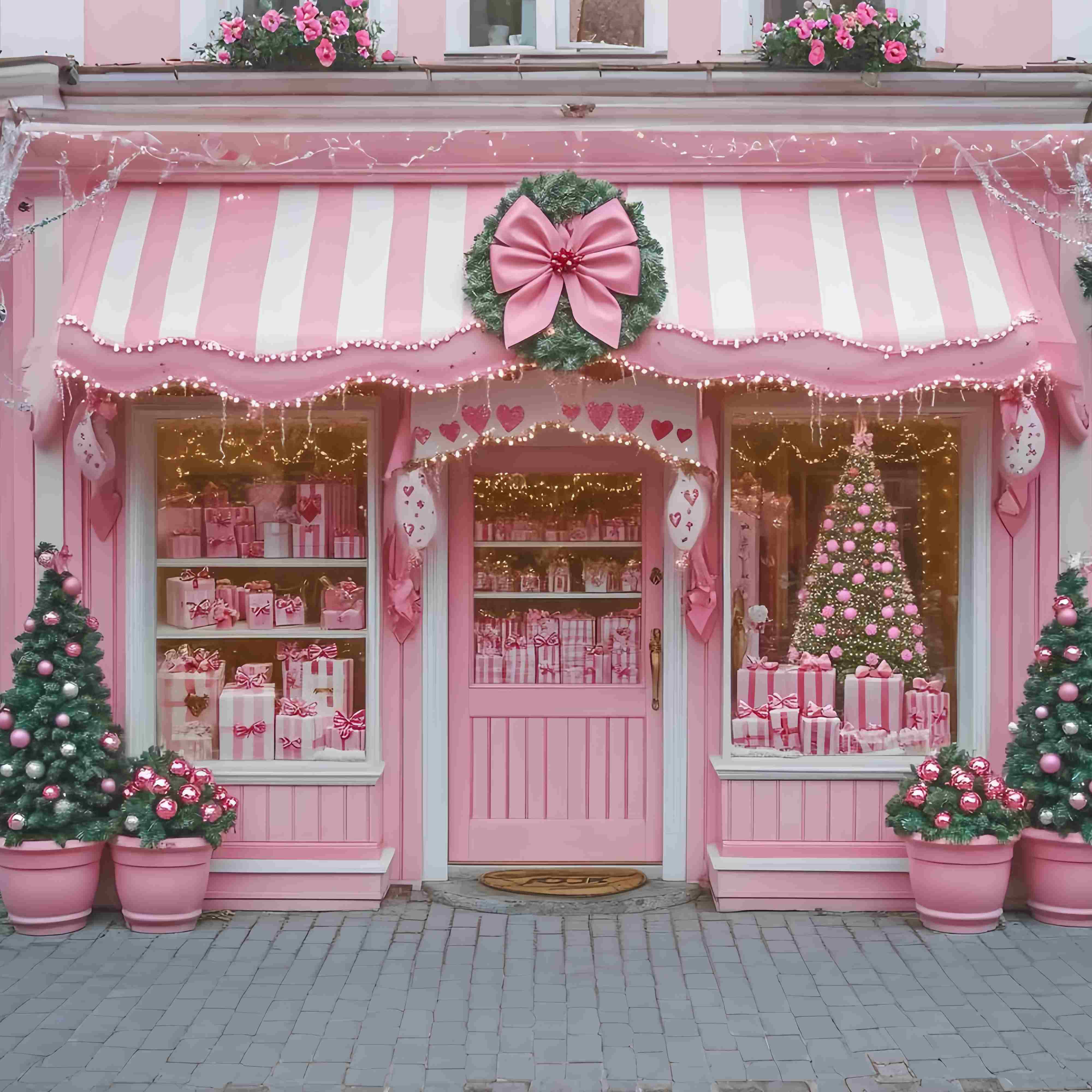 Pink Christmas Backdrop Pink Candy Shop Festive Holiday Display Christmas Backdrops Sale UK TWW58-72