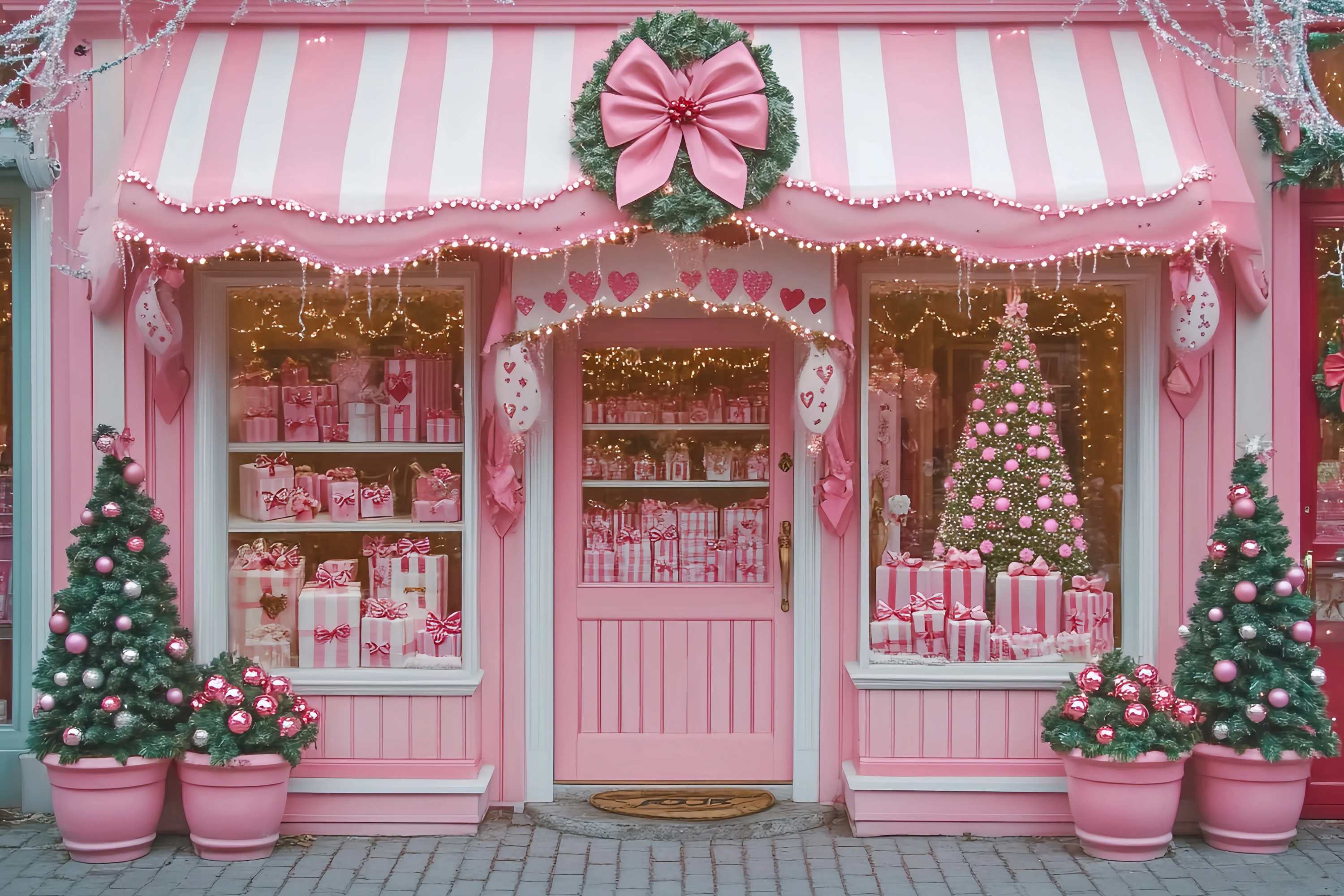 Pink Christmas Backdrop Pink Candy Shop Festive Holiday Display Christmas Backdrops Sale UK TWW58-72