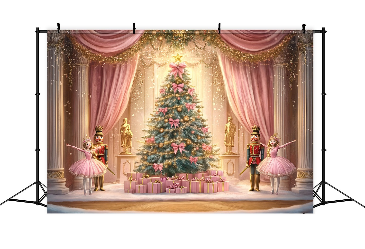 Nutcracker Backdrop Ballet Pink Christmas Magic Christmas Photography Backdrops UK TWW58-74
