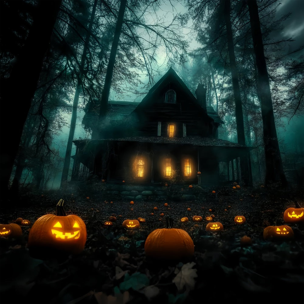 Haunted House Backdrop Pumpkin Path to Haunted Forest House Halloween Backdrops UK TWW58-9