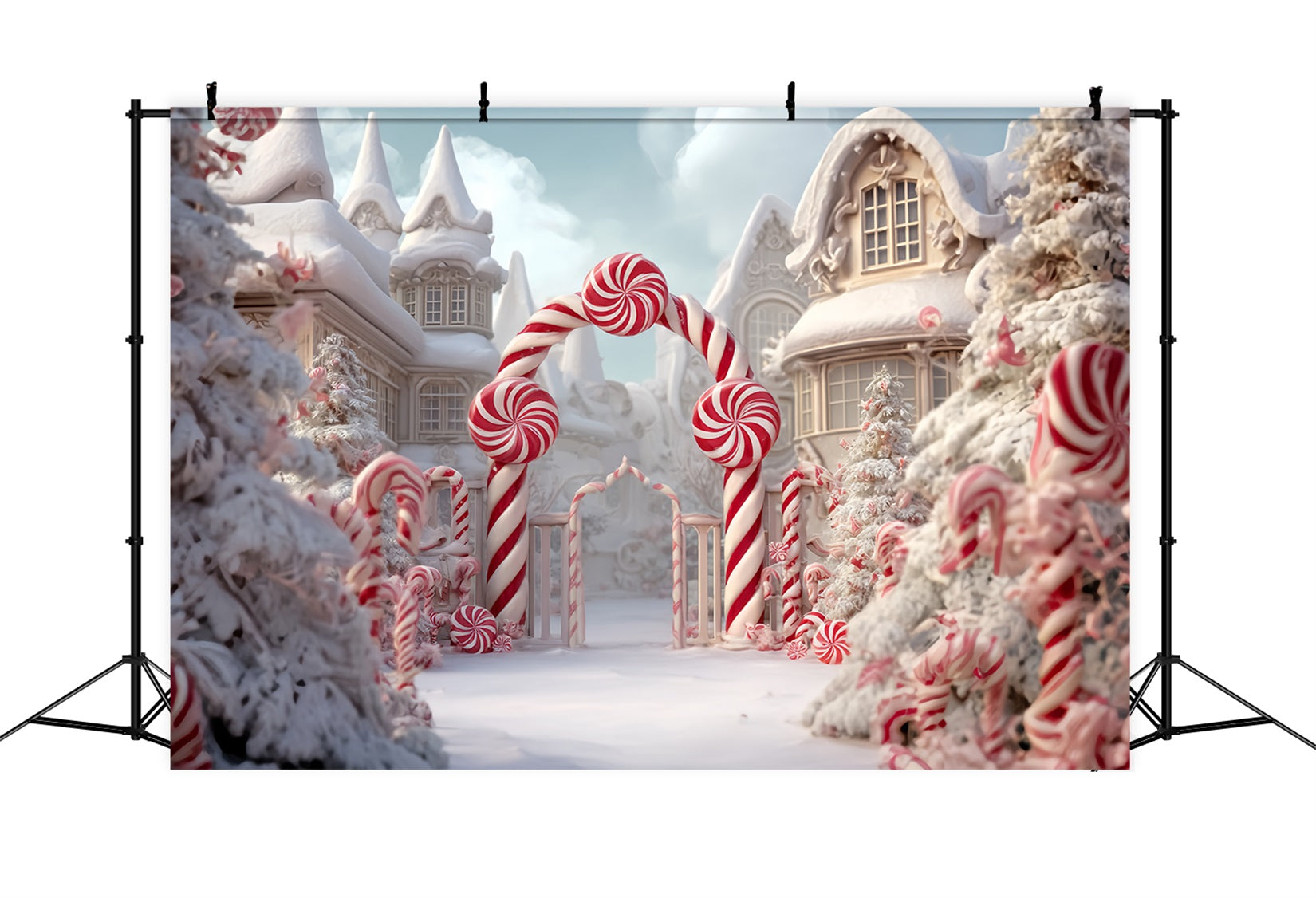 Candyland Backdrop Peppermint Candy Cane Arch Christmas Backdrop Ideas UK TWW59-120