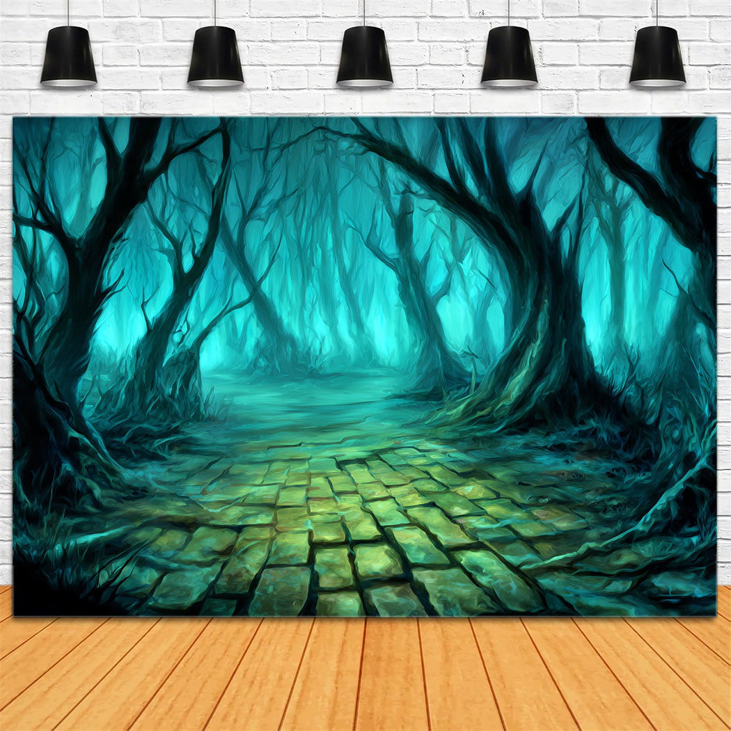 Haunted Forest Backdrop Twisted Trees Mystic Path Spooky Forest Backdrop UK TWW59-136