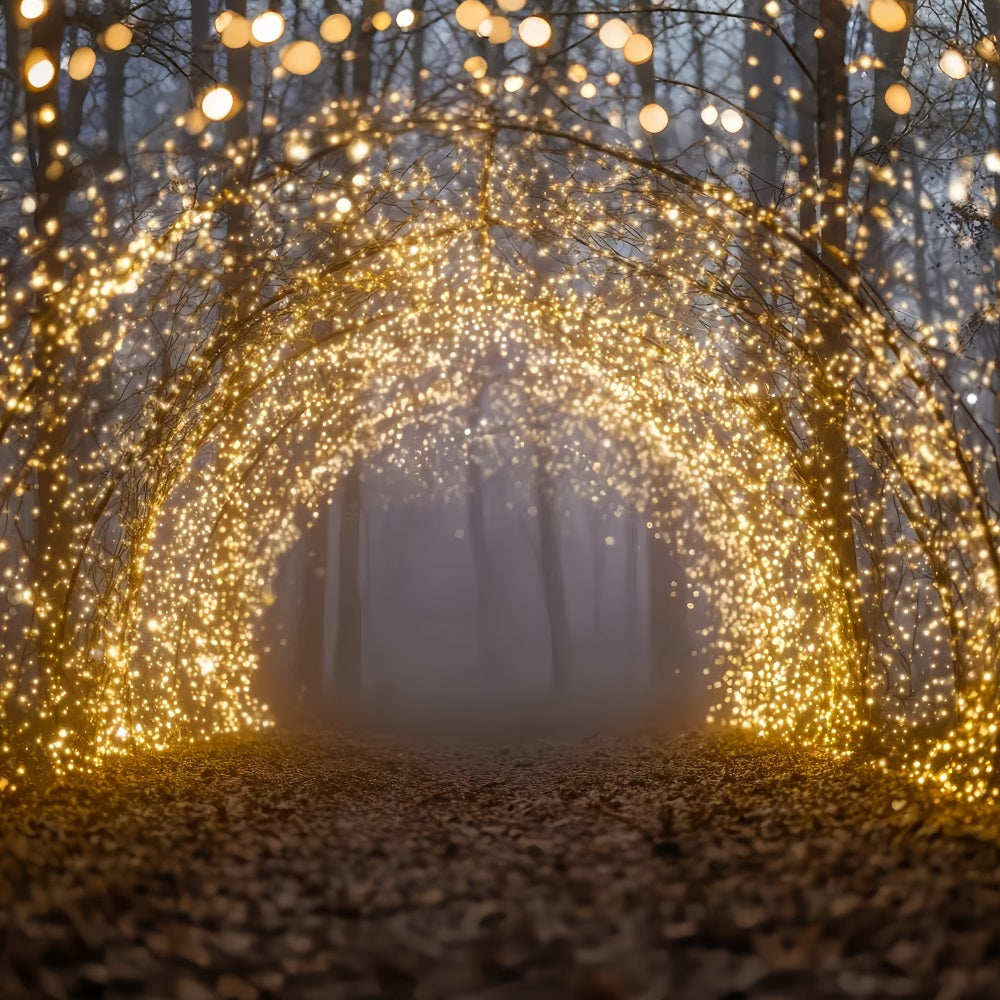 Night Forest Backdrop Golden Lights Enchanted Arch Fantasy Forest Backdrop UK TWW59-154