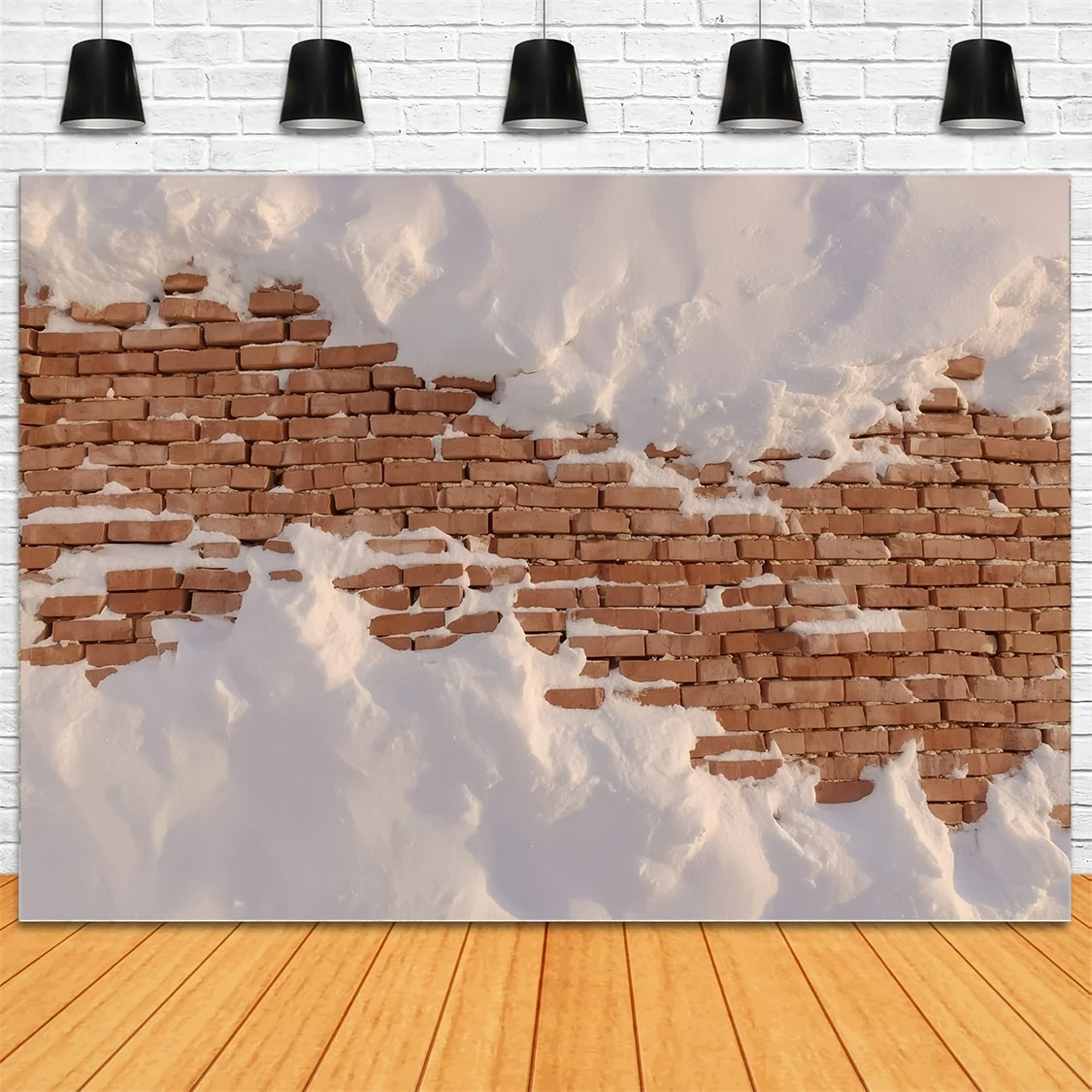 Brick Wall Backdrop Snow Covered Rustic Wall Brick Backdrop UK TWW59-160