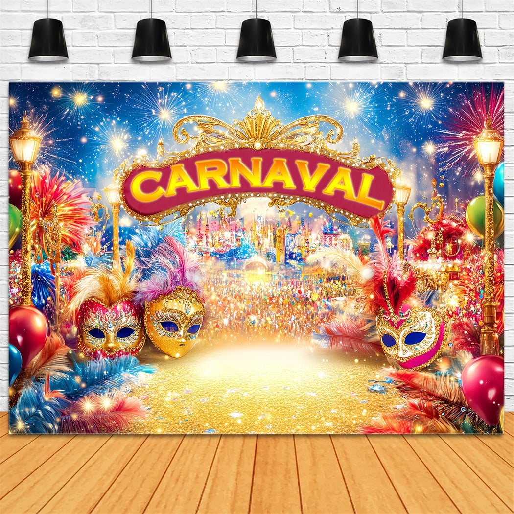 Mask Carnival Backdrop Golden Masks Fireworks Carnival Backdrop UK TWW59-17