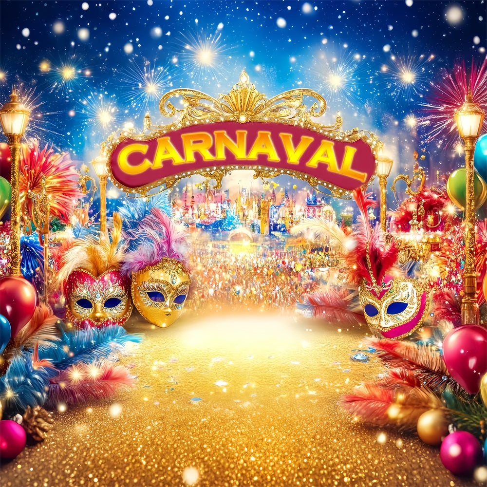 Mask Carnival Backdrop Golden Masks Fireworks Carnival Backdrop UK TWW59-17