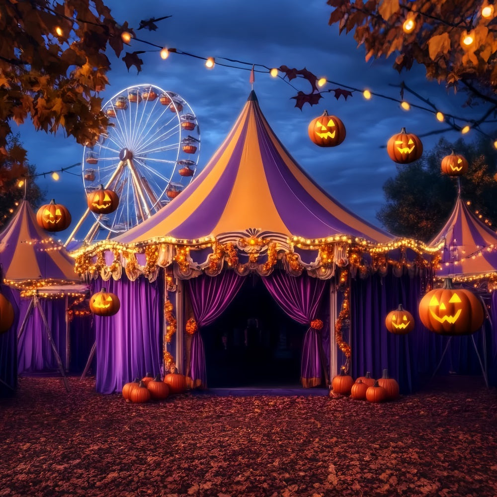 Halloween Circus Backdrop Purple Pumpkin Lantern Circus Backdrop Ideas UK TWW59-18