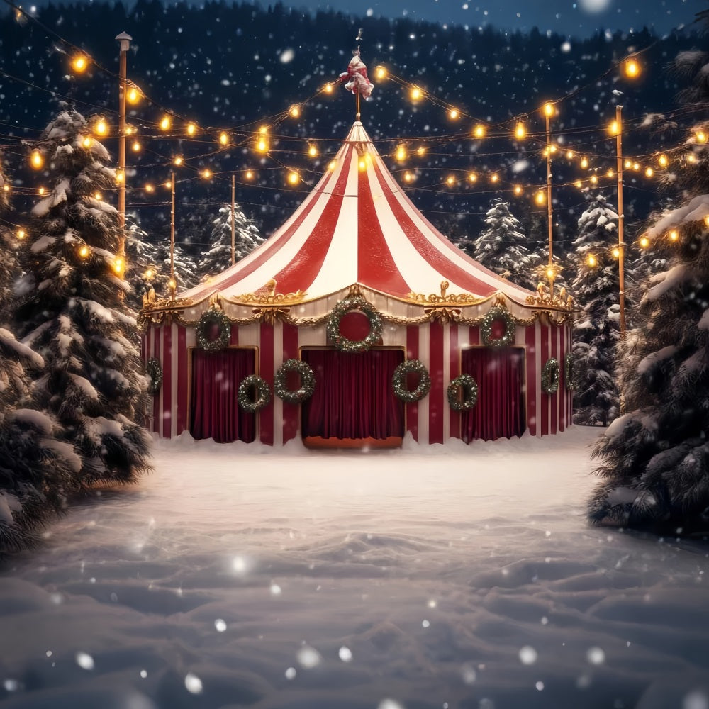 Carnival Tent Backdrop Snowy Wreath Christmas Tent Circus Backdrop Ideas UK TWW59-20
