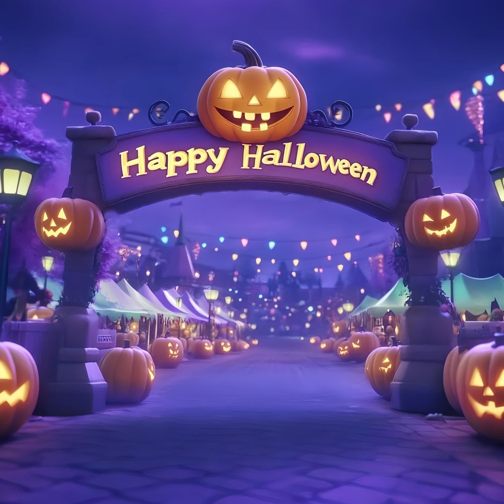 Halloween Circus Backdrop Pumpkin Carnival Gate Photography Circus Backdrop UK TWW59-21