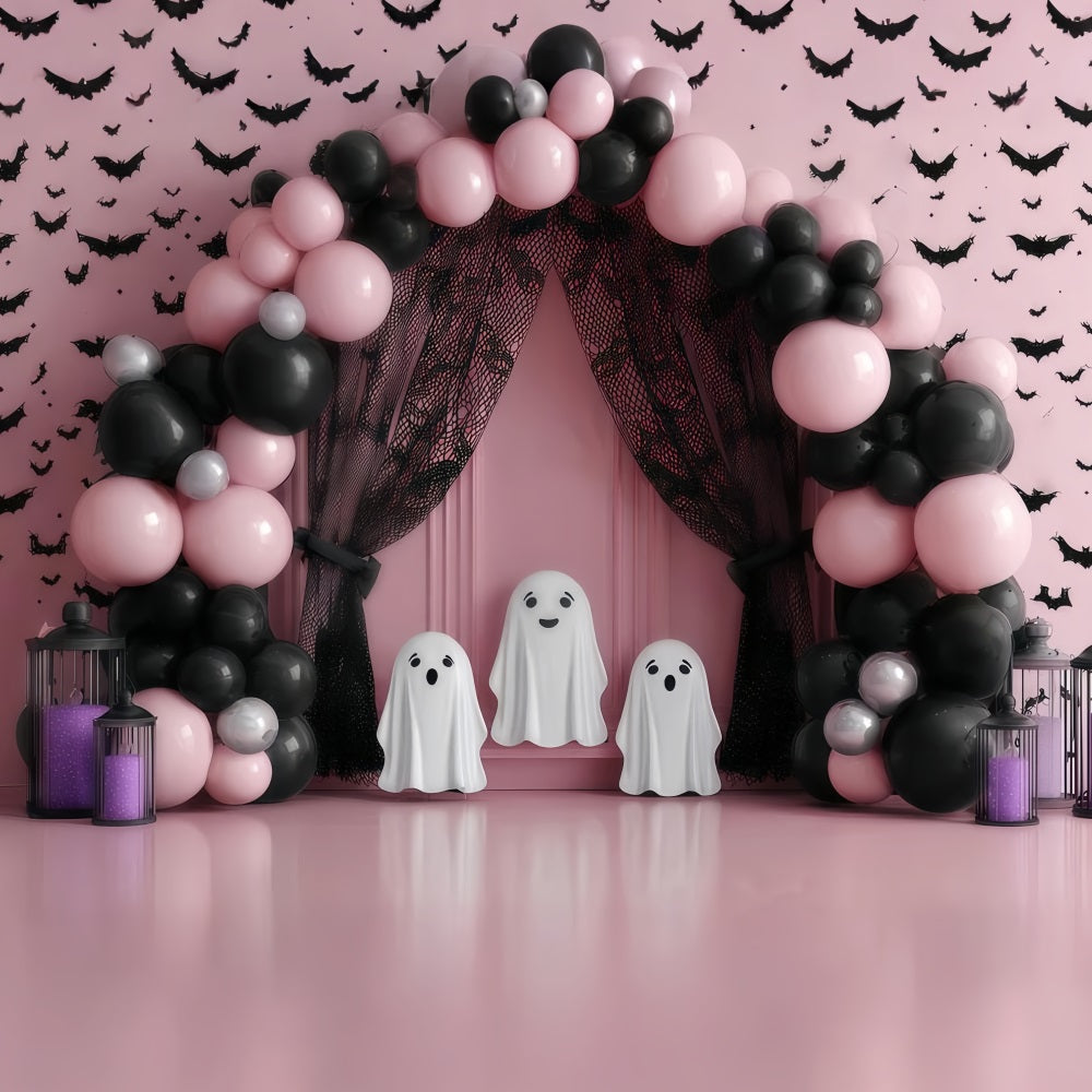 Cake Smash Backdrop Pink Ghost Balloon Arch Smash Cake Backdrop UK TWW59-210