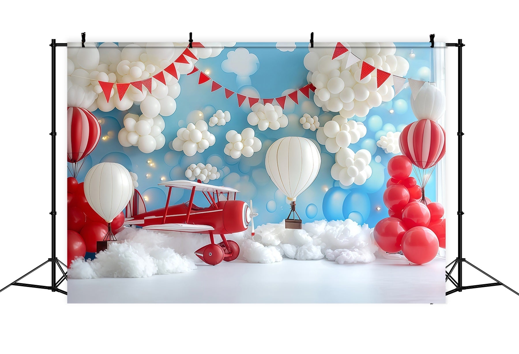 Cake Smash Backdrop Boy Airplane Balloon Cloud Adventure Happy Birthday Backdrop UK TWW59-214