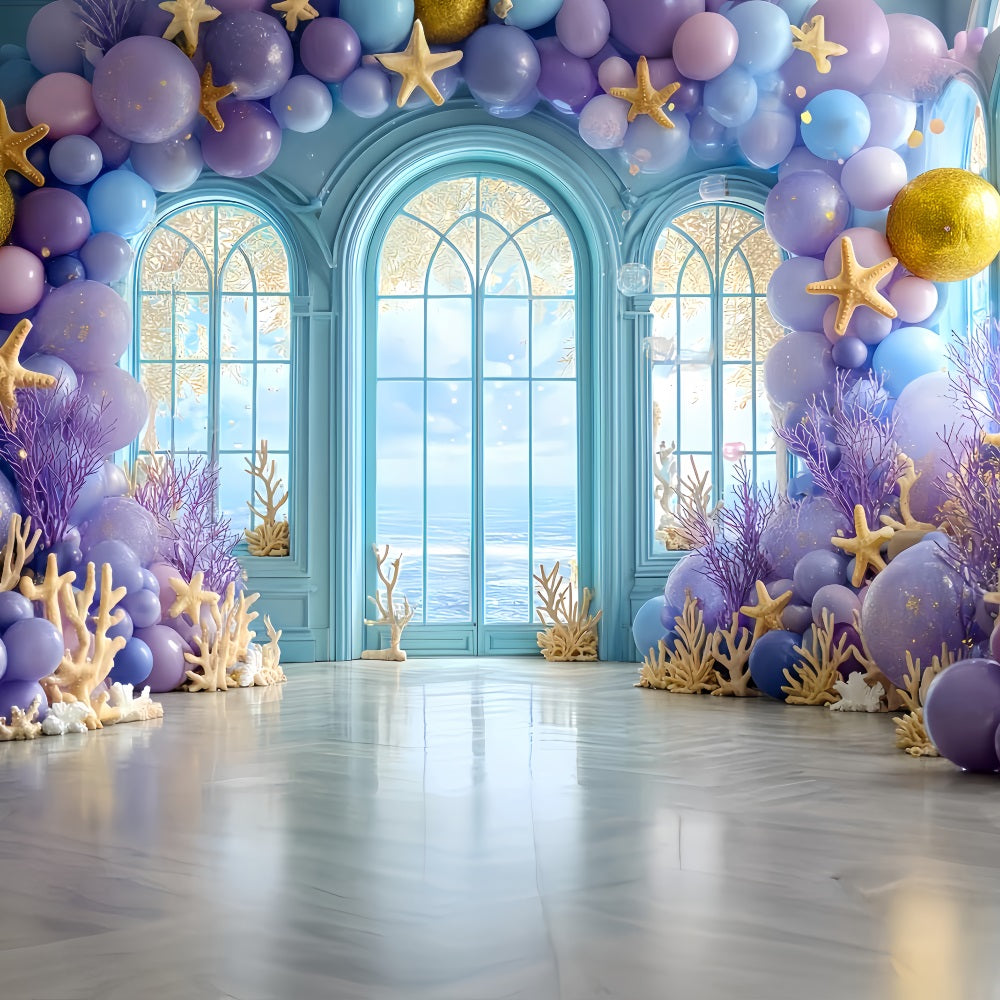 Cake Smash Backdrops Ocean Window Coral Dream Happy Birthday Backdrop UK TWW59-218