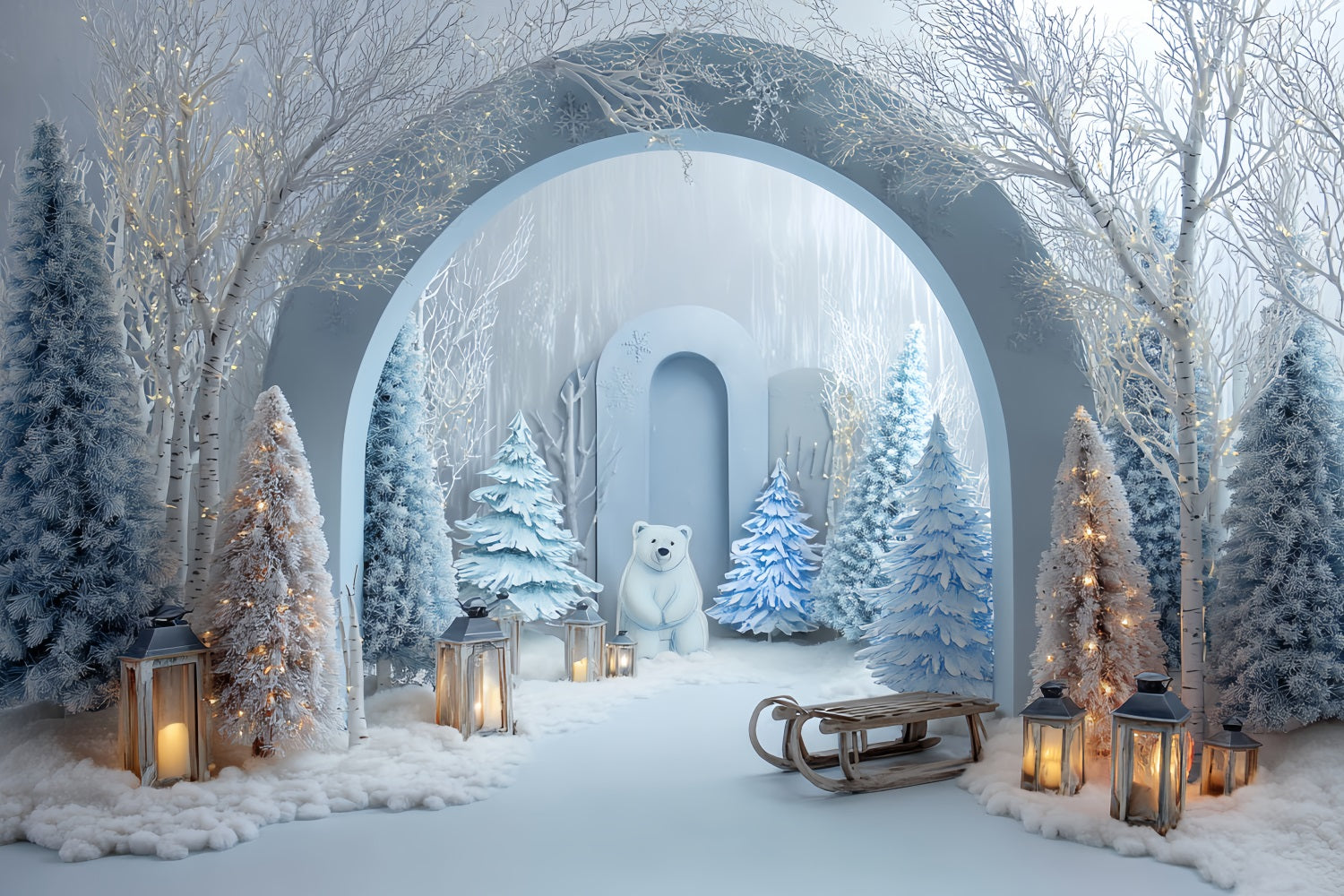 Cake Smash Backdrops Winter Forest Polar Wonderland Backdrop for Birthday UK TWW59-222