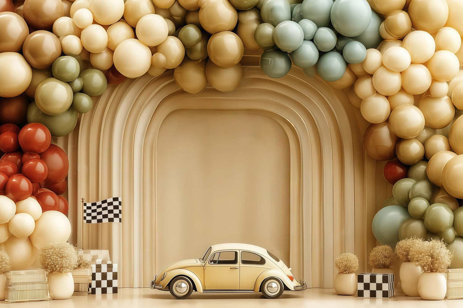 Cake Smash Backdrop Vintage Car Balloon Arch Smash Cake Backdrop UK TWW59-223