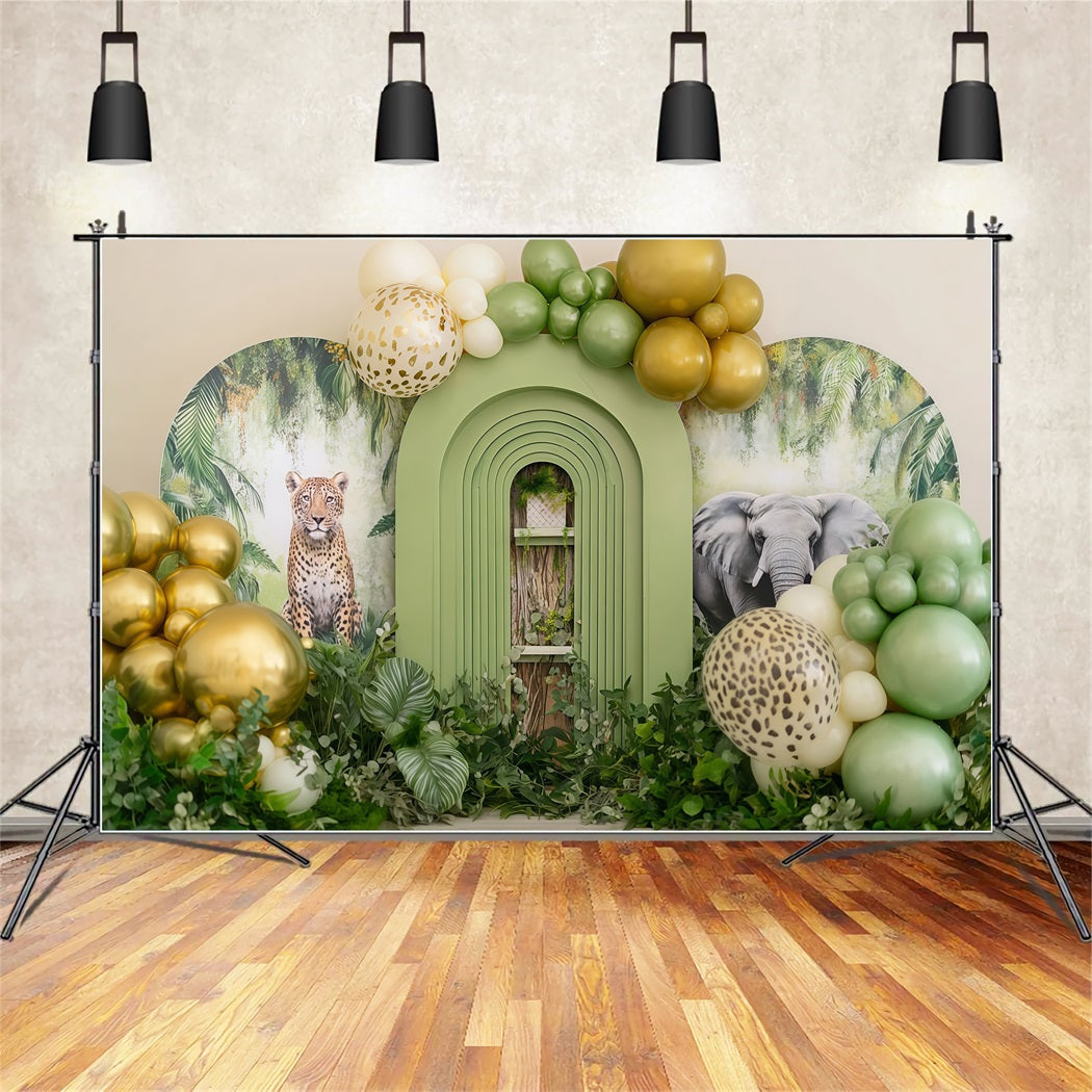 Cake Photography Backdrops Safari Jungle Balloon Adventure Cake Smash Backdrop UK TWW59-228