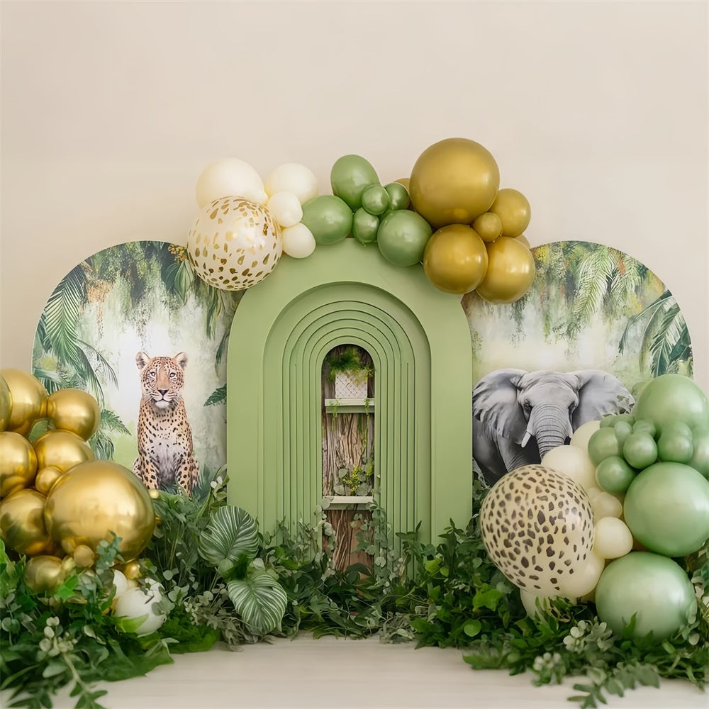 Cake Photography Backdrops Safari Jungle Balloon Adventure Cake Smash Backdrop UK TWW59-228