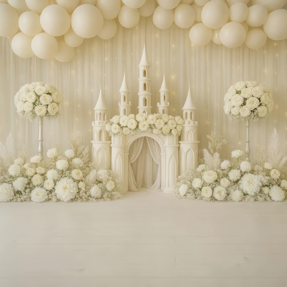 Cake Smash Photography Backdrop Ivory Castle Floral Dream Birthday Backdrops UK TWW59-229