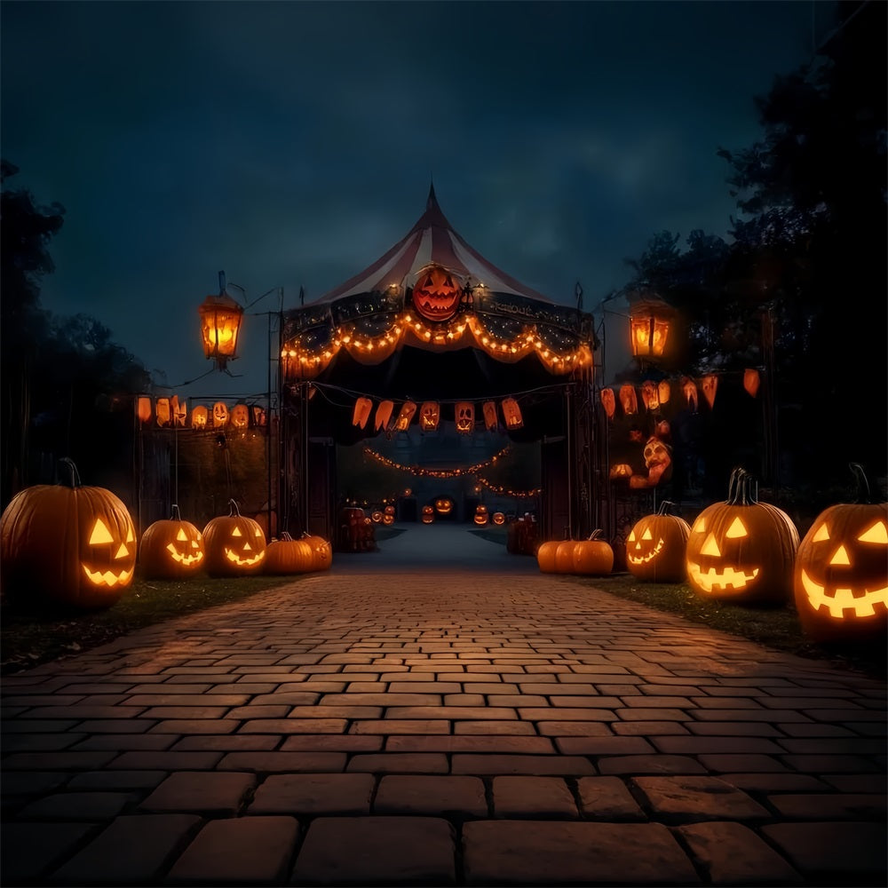 Halloween Circus Backdrop Pumpkin Lantern Carnival Creepy Circus Backdrop UK TWW59-23