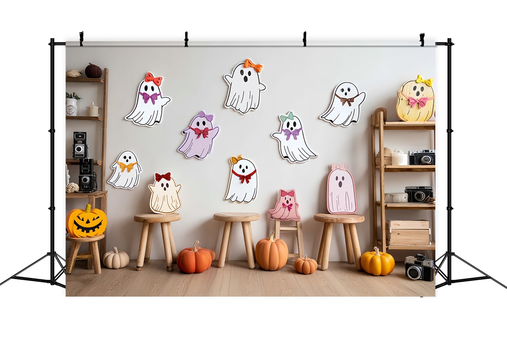 Cake Smash Backdrop Cute Ghost Pumpkin Corner Birthday Backdrops UK TWW59-233