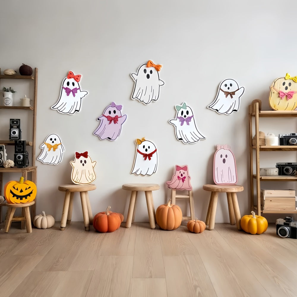 Cake Smash Backdrop Cute Ghost Pumpkin Corner Birthday Backdrops UK TWW59-233