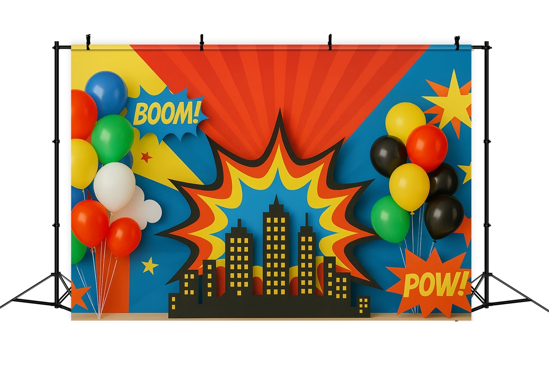 Cake Smash Backdrop Colorful Balloons City Burst Smash Cake Backdrop UK TWW59-236