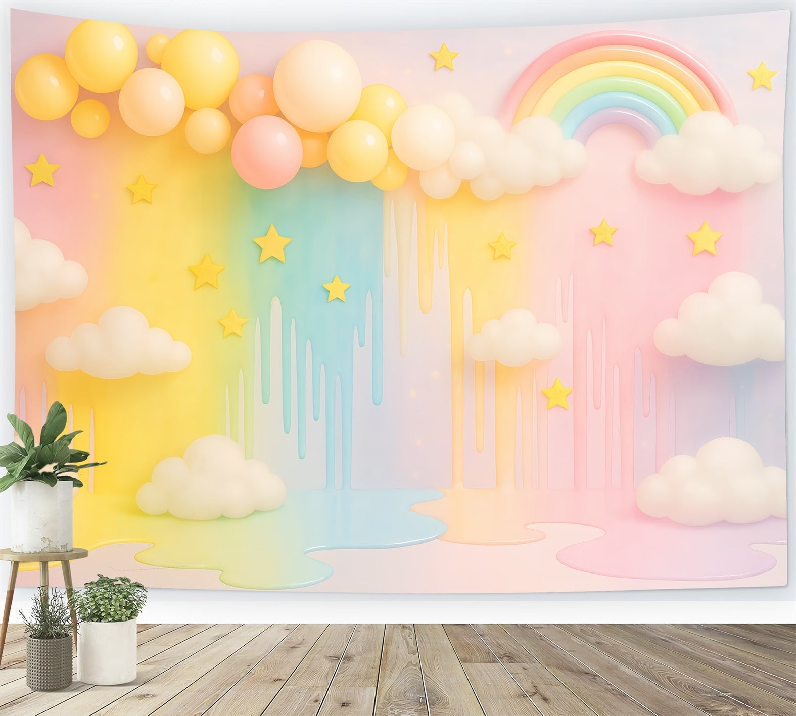 Smash Cake Backdrop Pastel Rainbow Cloud Dream Birthday Photo Backdrop UK TWW59-247