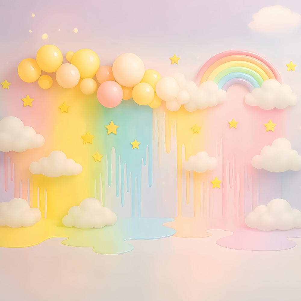 Smash Cake Backdrop Pastel Rainbow Cloud Dream Birthday Photo Backdrop UK TWW59-247