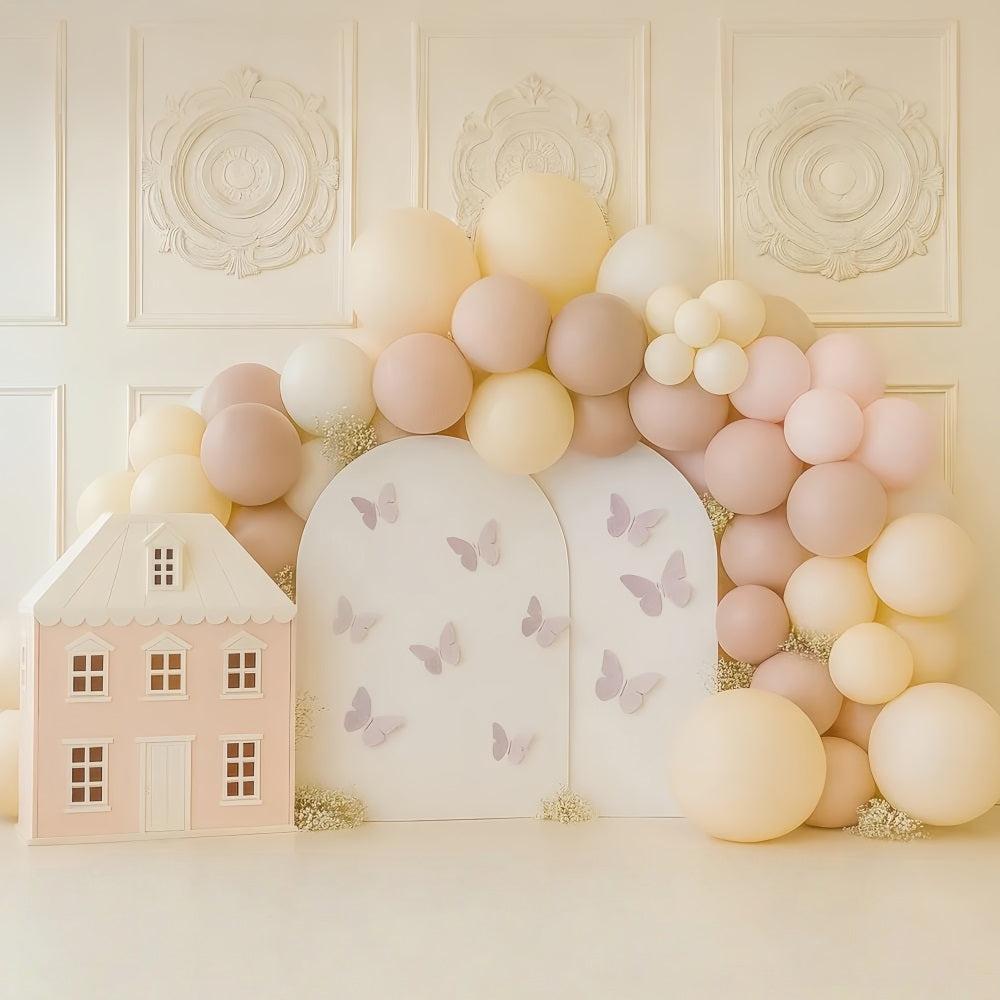 Cake Smash Backdrops Butterfly House Balloon Garden Happy Birthday Backdrop UK TWW59-257