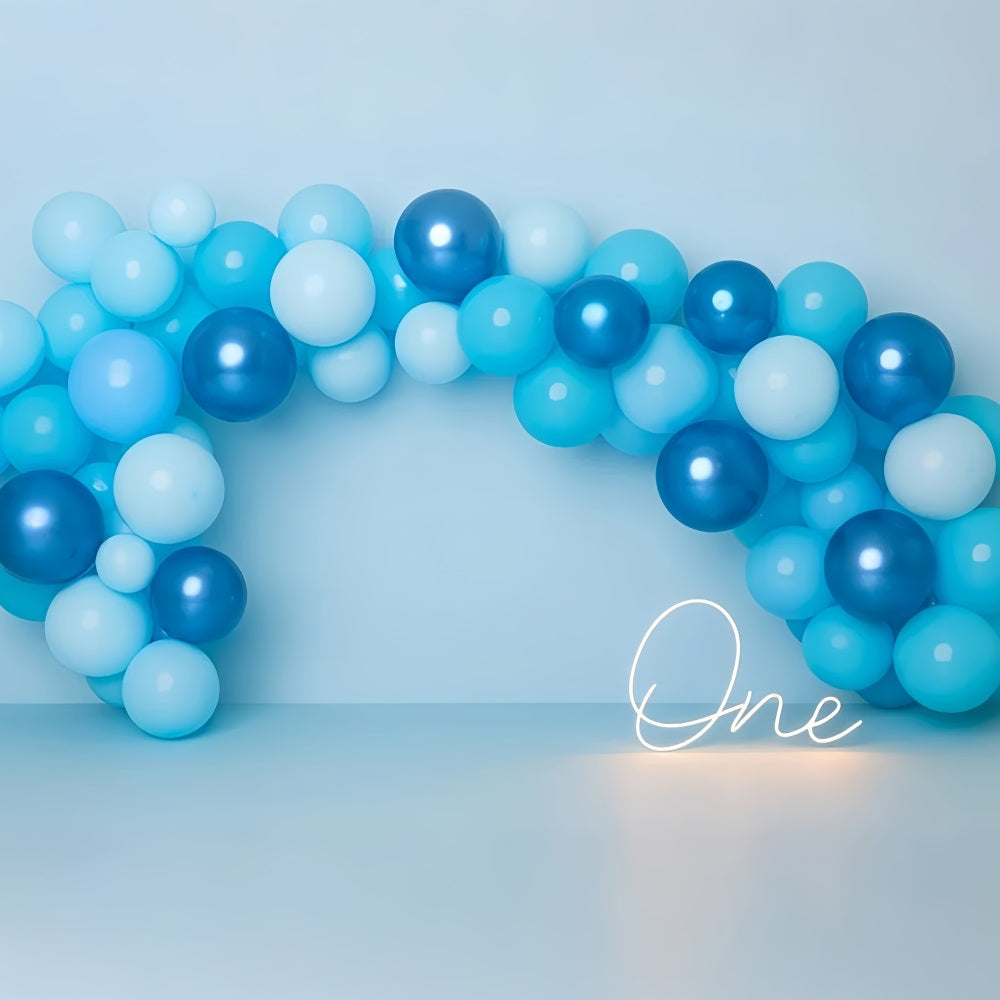 Cake Smash Backdrop Blue Balloon Arch One Glow 1st Birthday Backdrop UK TWW59-258