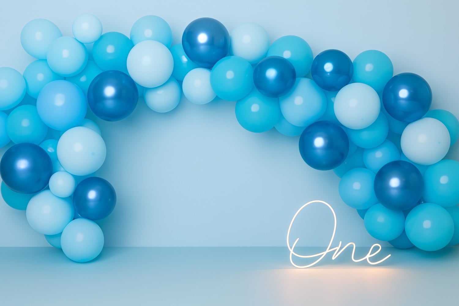 Cake Smash Backdrop Blue Balloon Arch One Glow 1st Birthday Backdrop UK TWW59-258