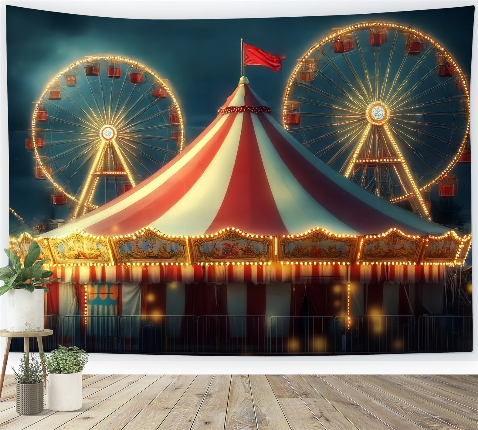 Carnival Tent Backdrop Ferris Wheel Glowing Tent Circus Carnival Backdrop UK TWW59-26