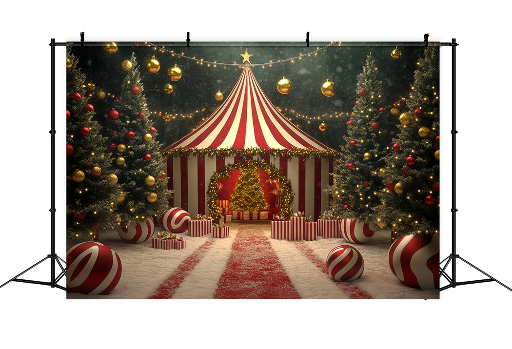 Christmas Circus Backdrop Christmas Tree Candy Circus Tent Carnival Backdrop UK TWW59-33