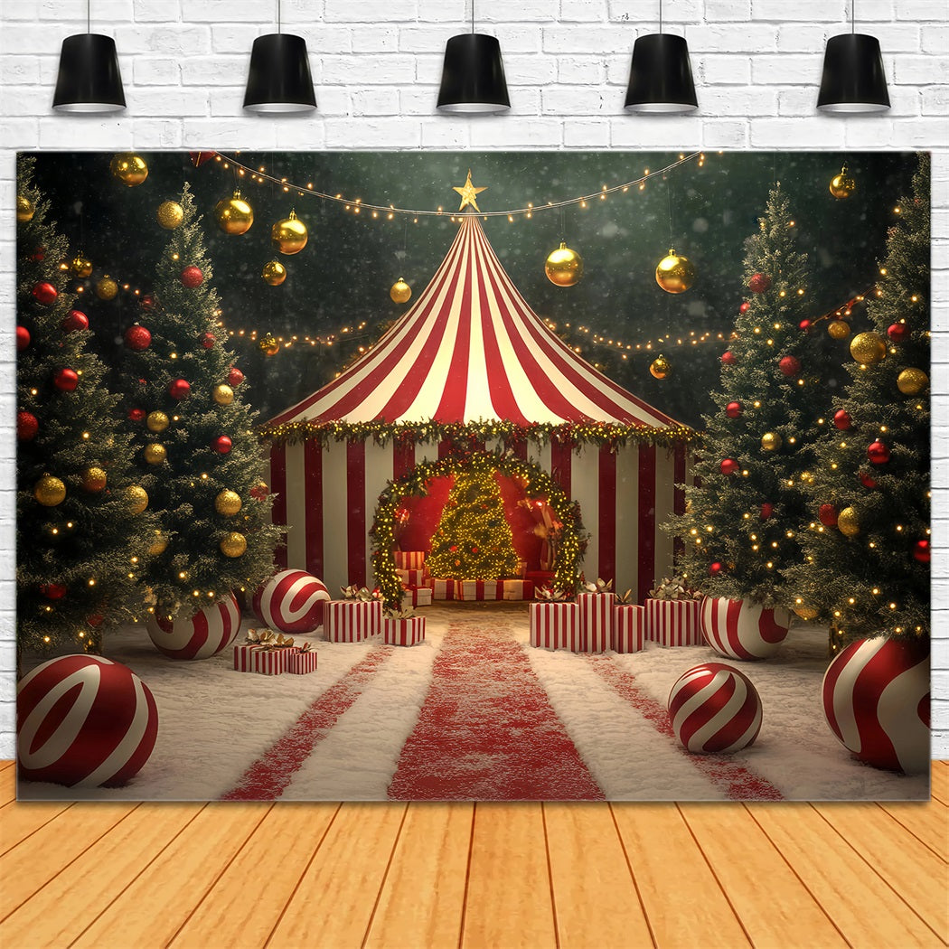 Christmas Circus Backdrop Christmas Tree Candy Circus Tent Carnival Backdrop UK TWW59-33