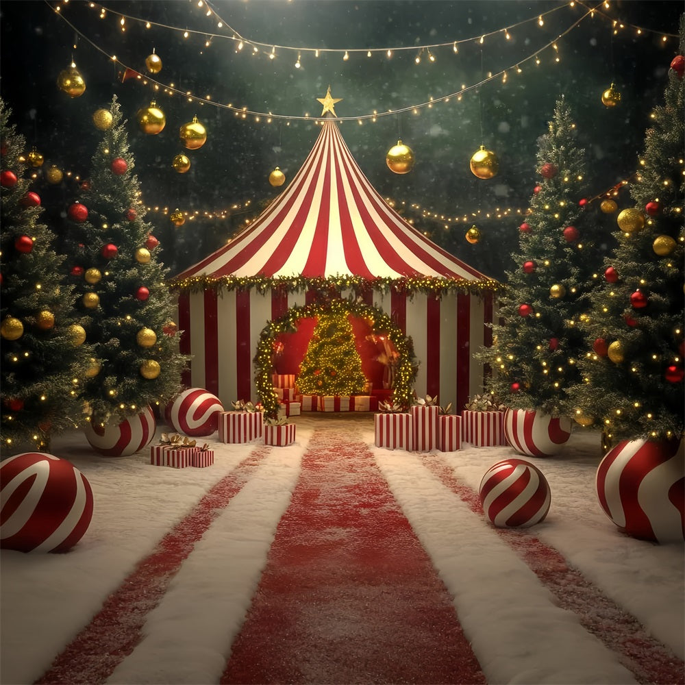 Christmas Circus Backdrop Christmas Tree Candy Circus Tent Carnival Backdrop UK TWW59-33