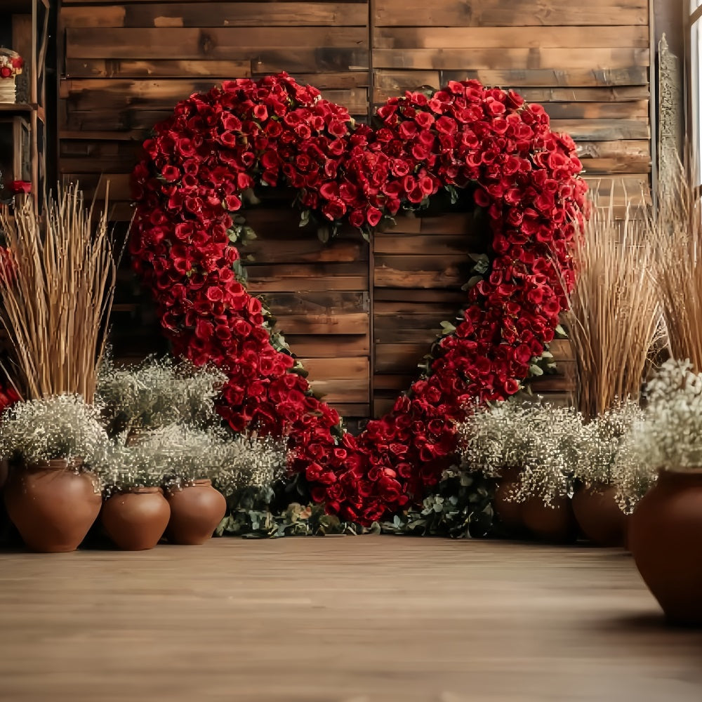 Wedding Rustic Backdrop Red Rose Heart Arrangement Elegant Wedding Backdrop UK TWW59-39