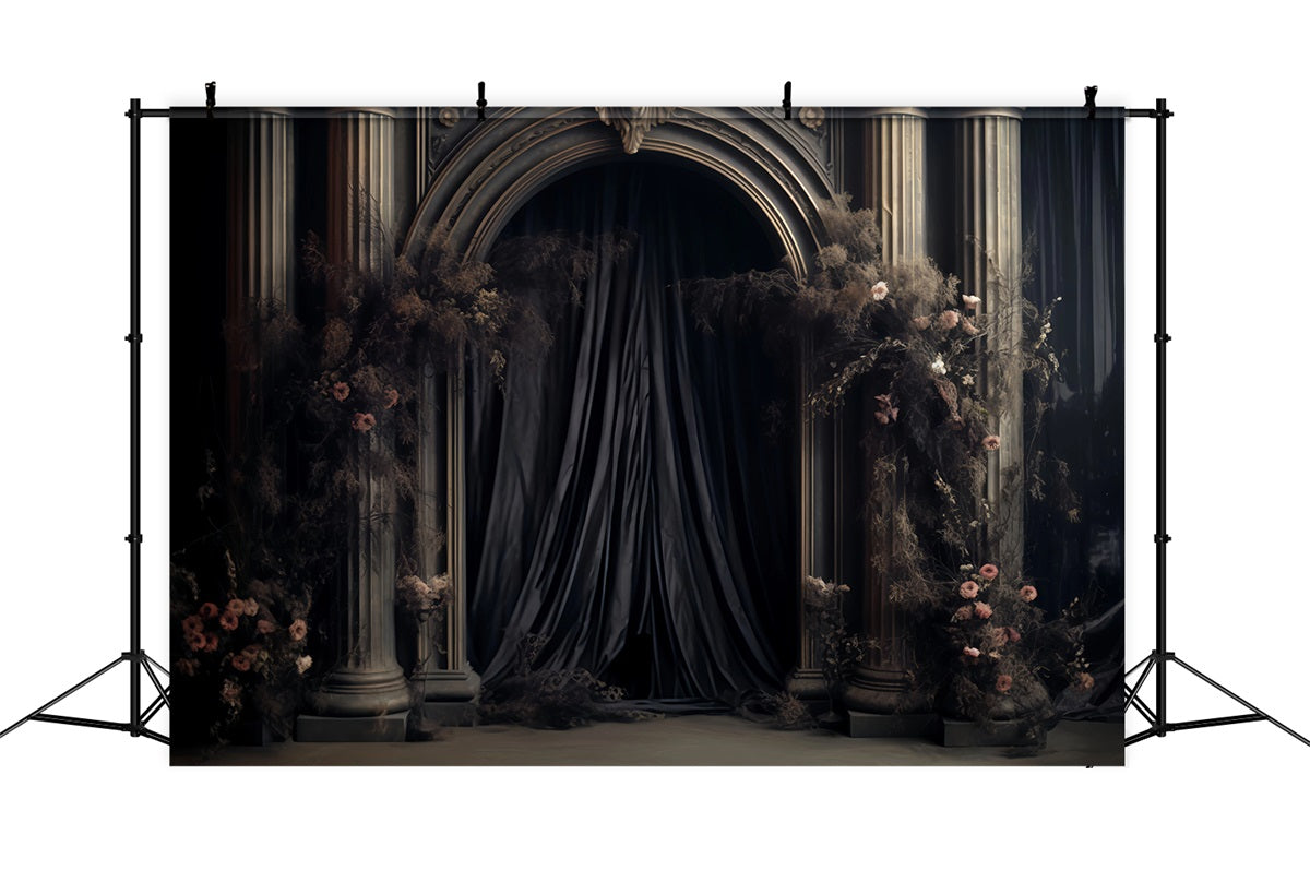 Wedding Gothique Backdrop Gothic Columns Dark Floral Wedding Backdrops UK TWW59-59