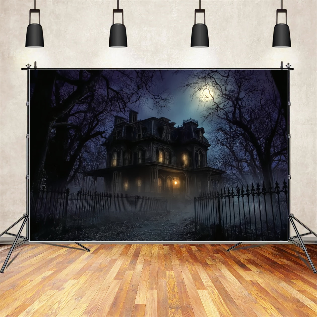 Halloween Haunted Mansion Backdrop Dark Scary House Night Halloween Backdrops UK TWW59-68