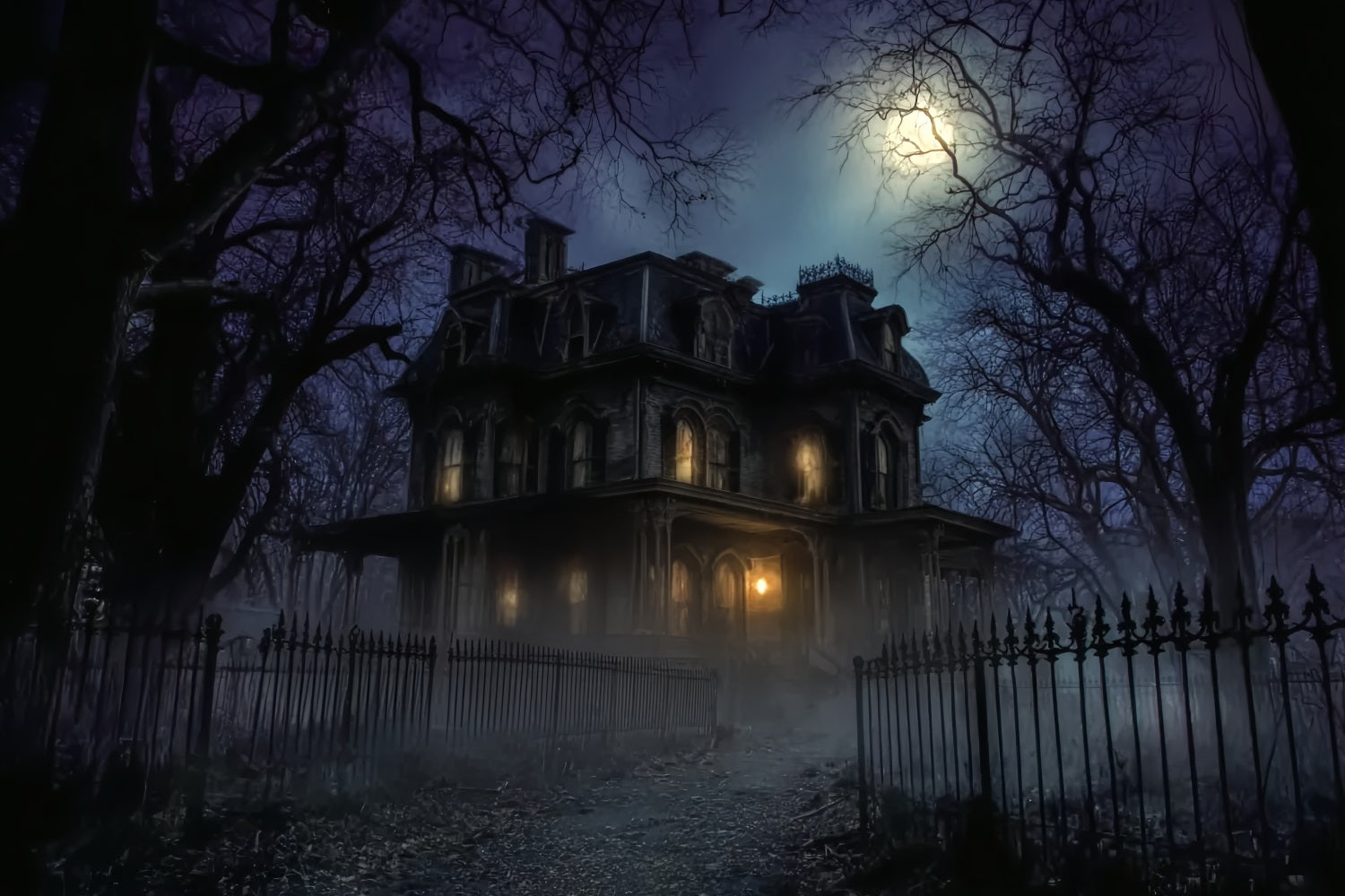 Halloween Haunted Mansion Backdrop Dark Scary House Night Halloween Backdrops UK TWW59-68