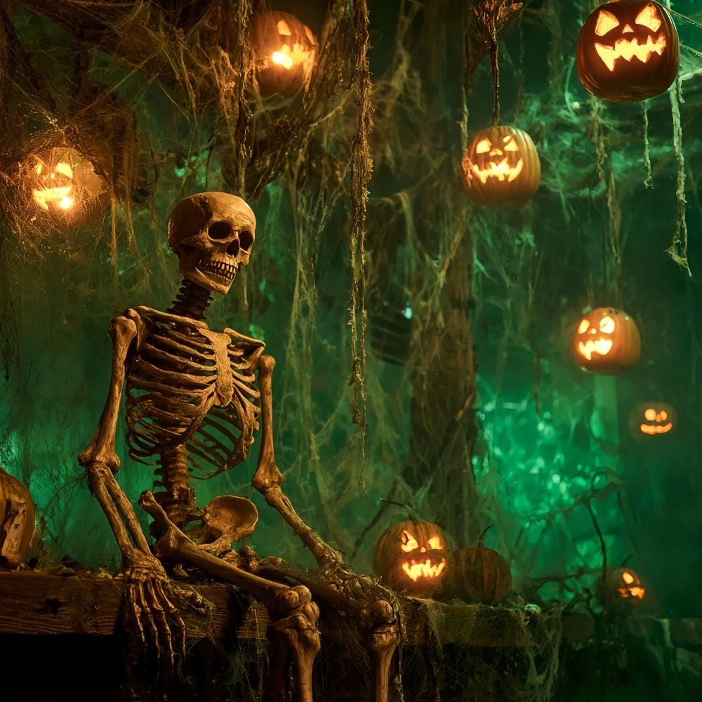 Halloween Scary Backdrop Skeleton Lantern Haunted Forest Spooky Halloween Backdrop UK TWW59-82