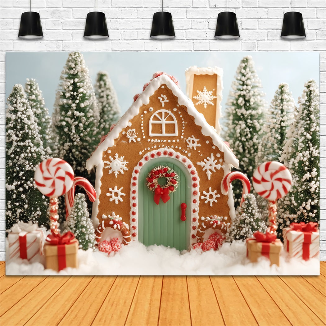Gingerbread House Backdrop Candy Forest Gingerbread House Christmas Backdrops for Photography UK TWW59-89