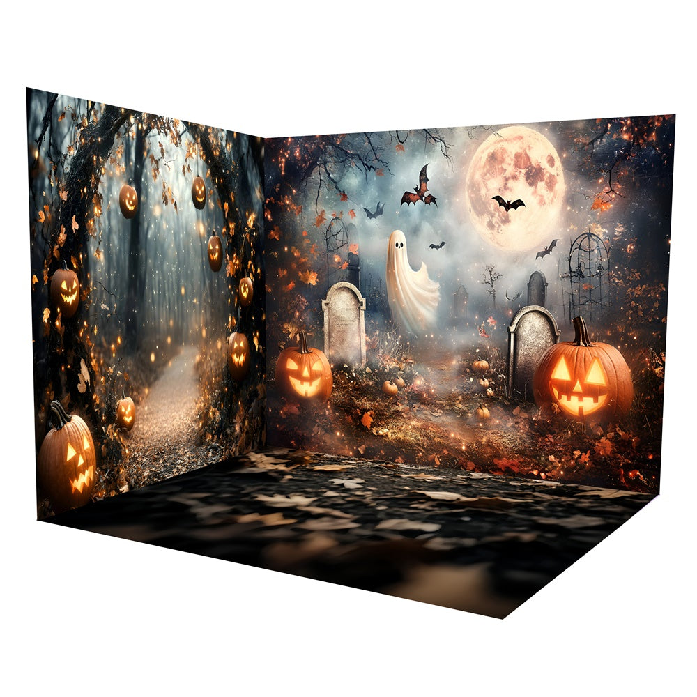 Spooky Halloween Backdrop Spooky Ghost Cemetery Backdrop Room Set UK TWW6-118