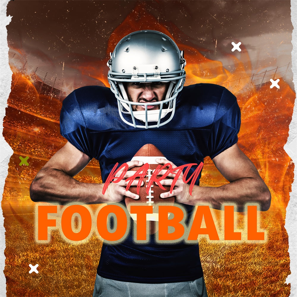 Sports Theme Backdrop Flame Field Football Custom Backdrop UK TWW6-28
