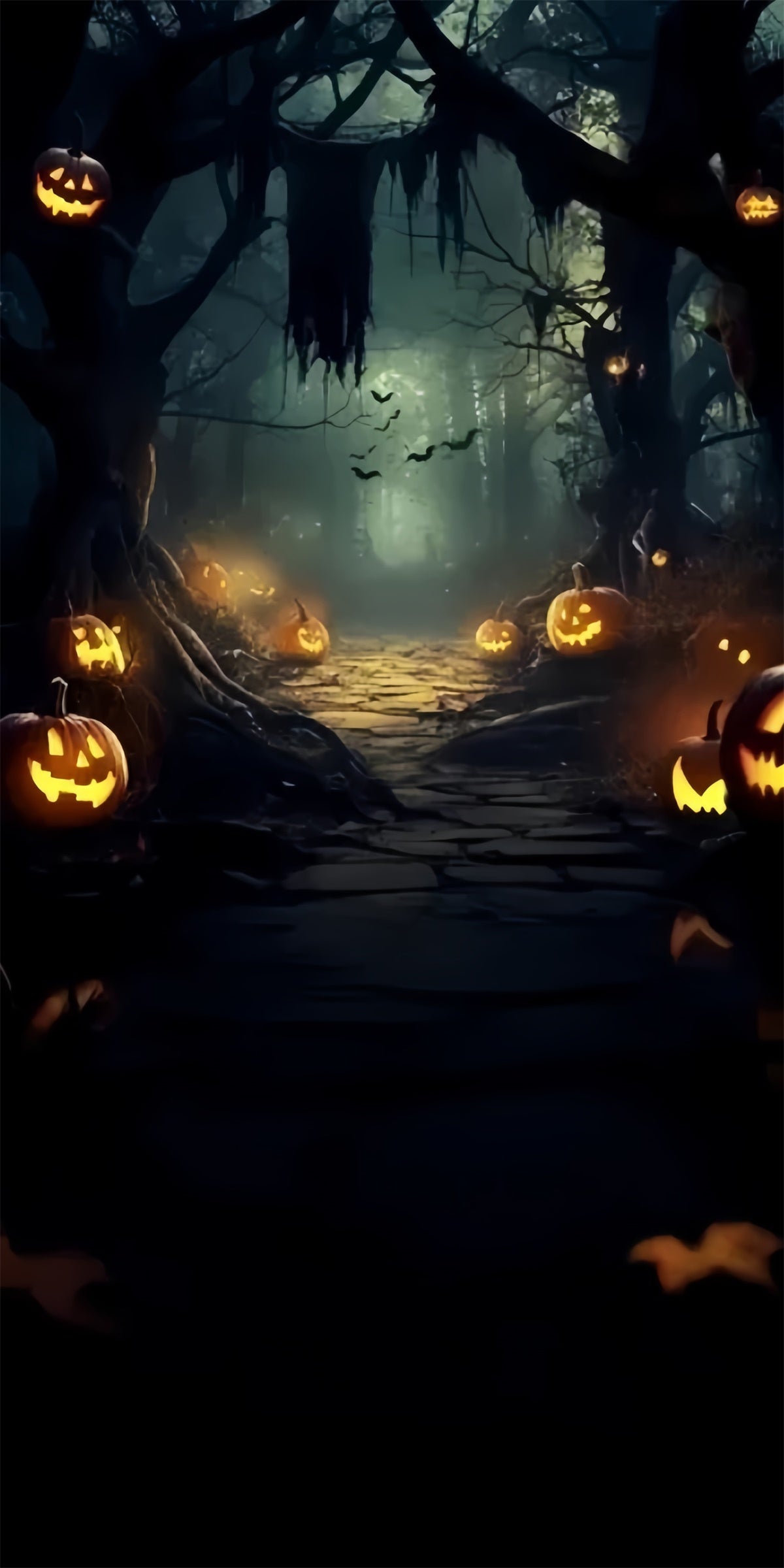Halloween Photo Backdrop Midnight Pumpkin Path Sweep Backdrop UK TWW6-74