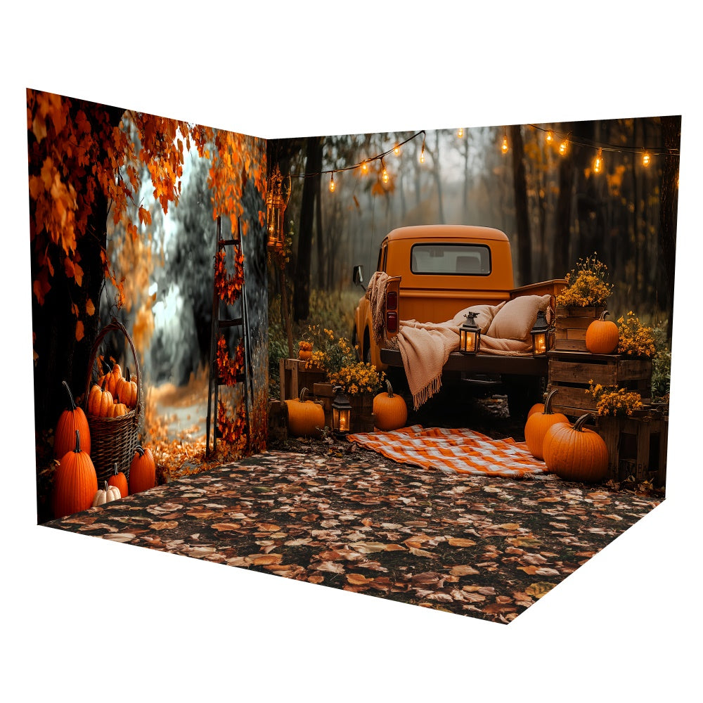 Autumn Backdrops Truck Pumpkin Forest Backdrop Room Set UK TWW6-81