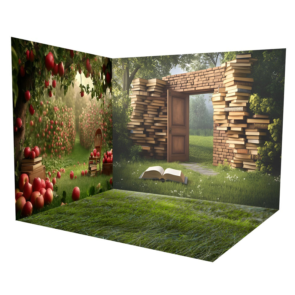 Back To School Backdrop Apple Orchard Reading Gate Room Set UK TWW6-97
