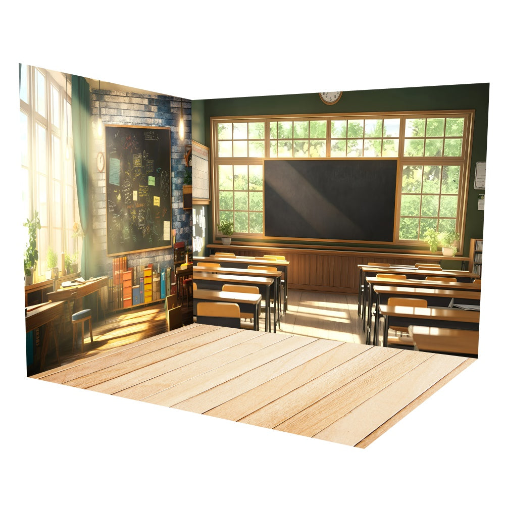 School Classroom Backdrop Sunny Classroom Window Backdrop Room Set UK TWW6-98