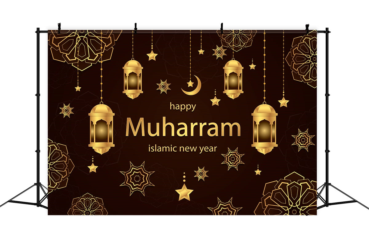 Eid Mubarak Backdrop Muharram Holy Night Lanterns Backdrop UK XY2-75
