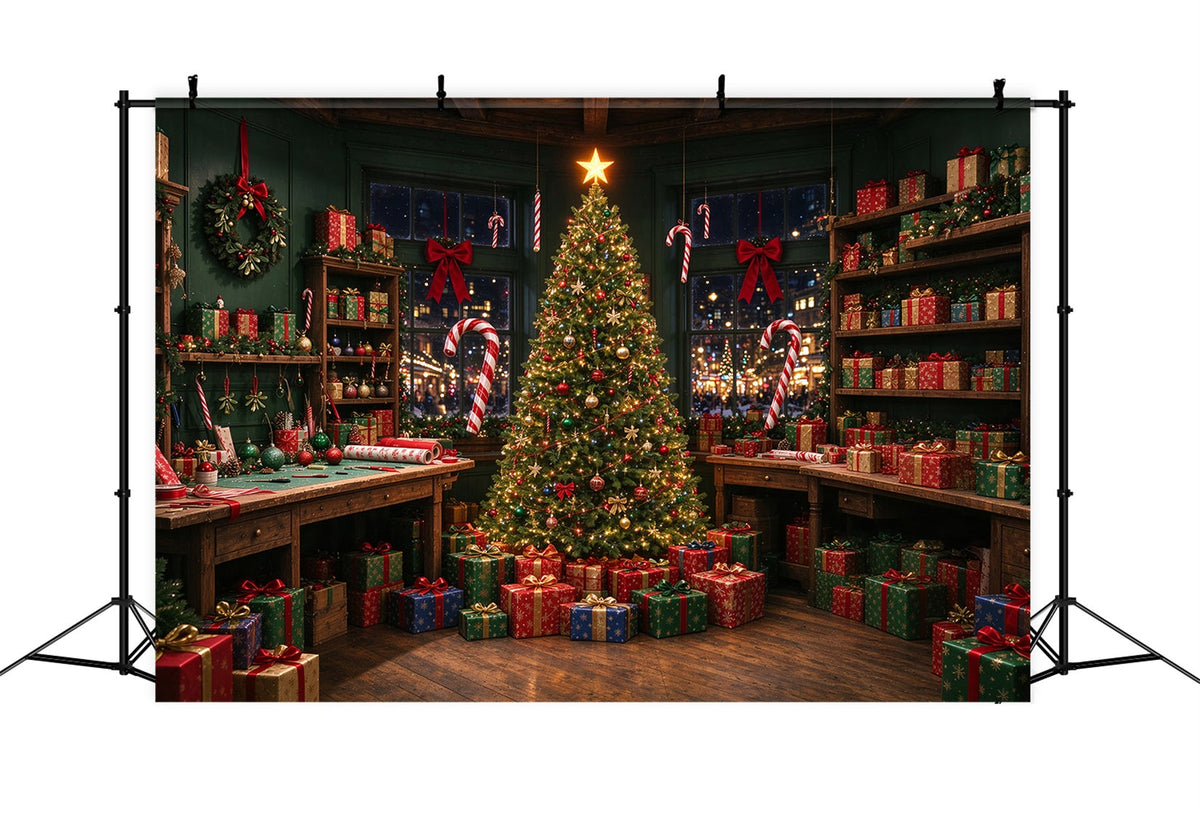 Santa Backdrop Festive Gift Wrapping Workshop Christmas Backdrop UK ZTT610-2